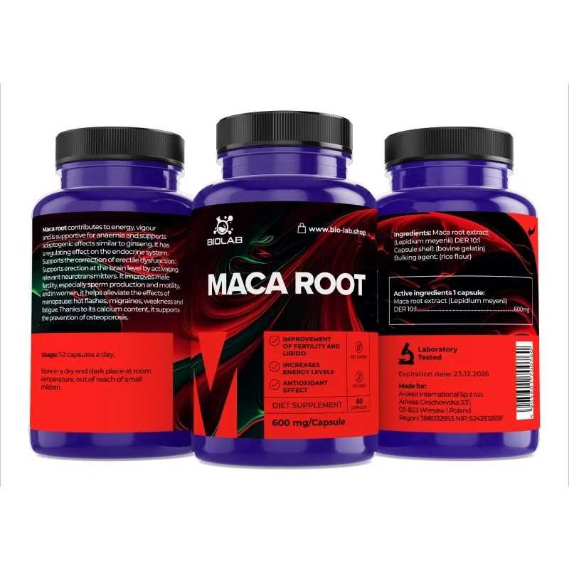 Maca root 600 mg, 60 caps
