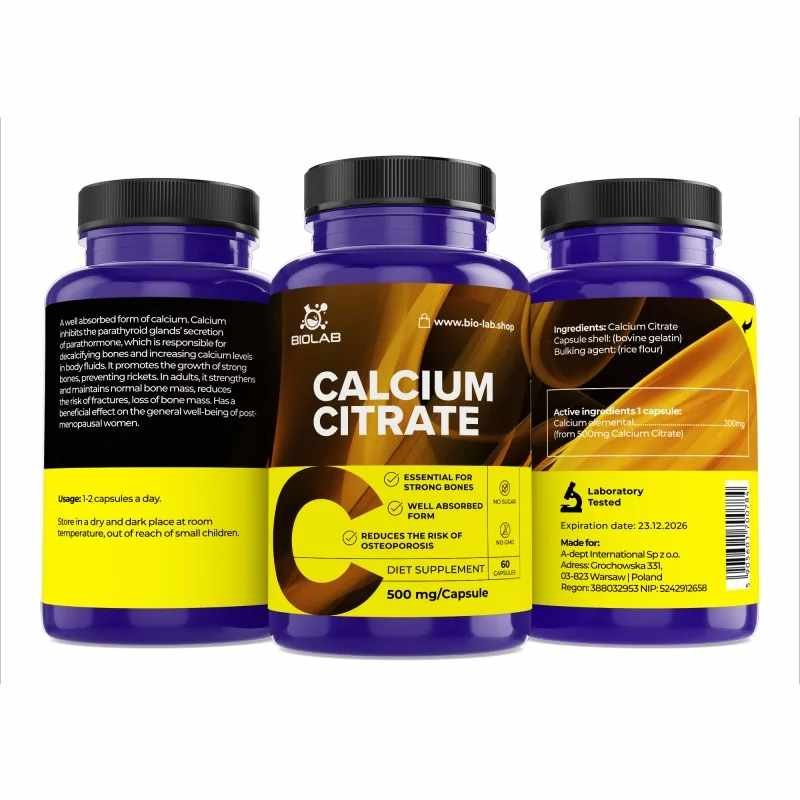 Calcium citrate 500 mg, 60 caps