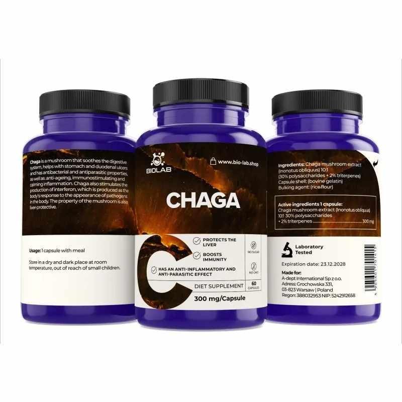 Chaga, 10:1 extract 300 mg, 60 caps