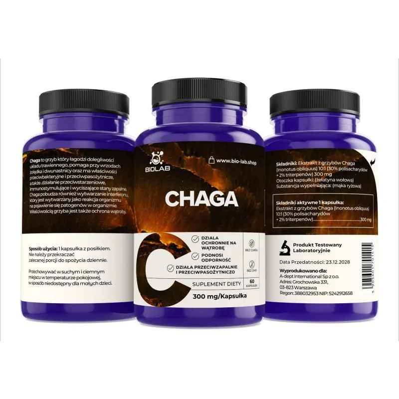 Chaga, 10:1 extract 300 mg, 60 caps - Image 2
