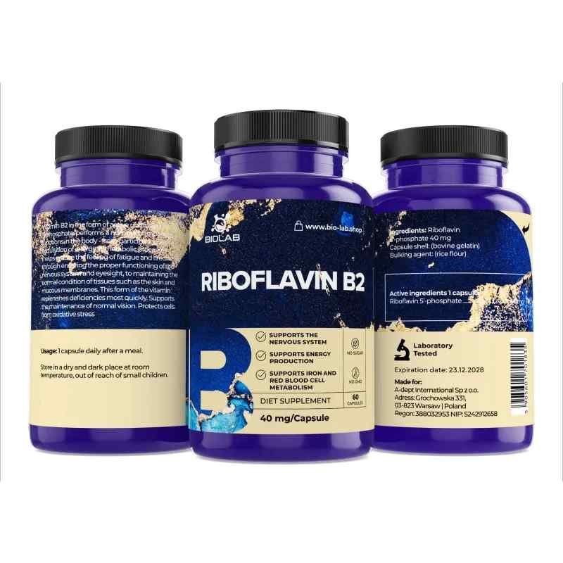 Vitamin B2 riboflavin 40 mg, 60 caps