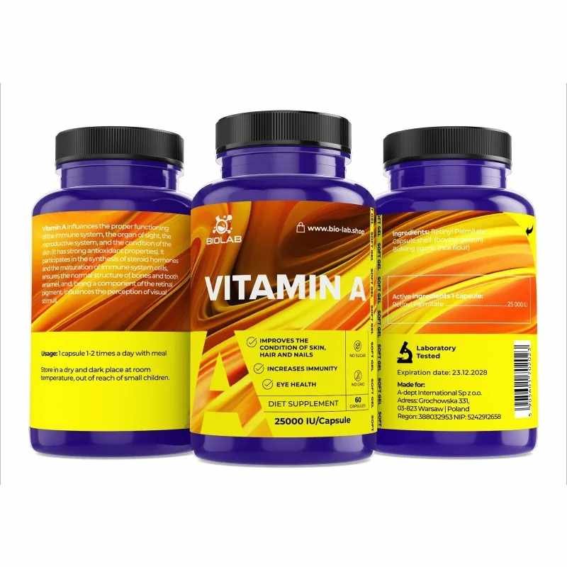 Vitamin A retinyl palmitate 25000 iu, 60 caps