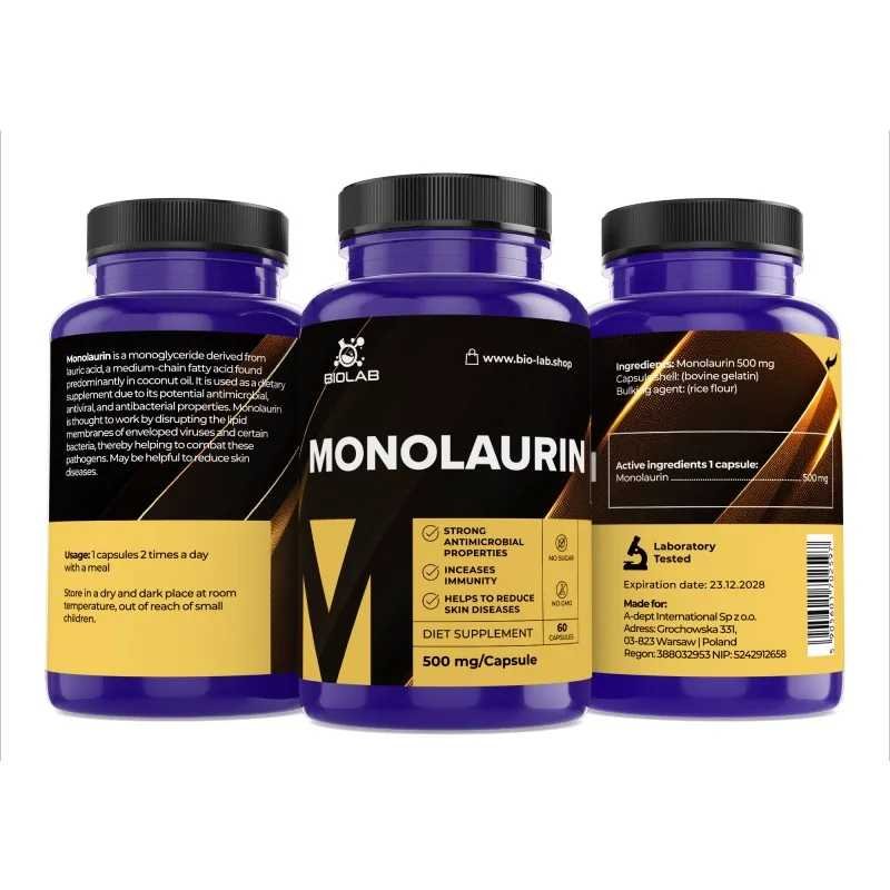 Monolaurin 500 mg, 60 caps