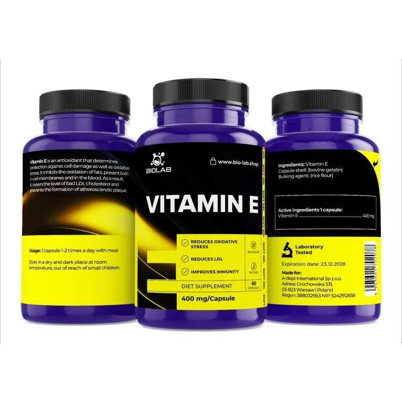 Vitamin E tocopherol 400 mg, 60 caps