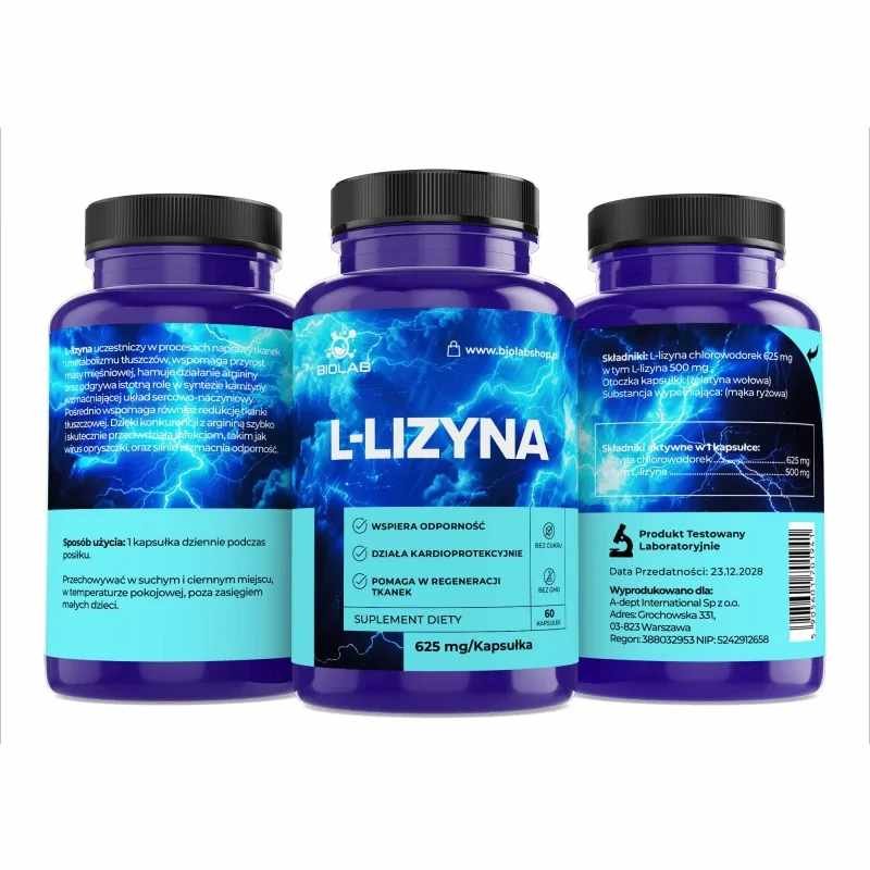 L-lysine 625 mg, 60 caps - Image 2
