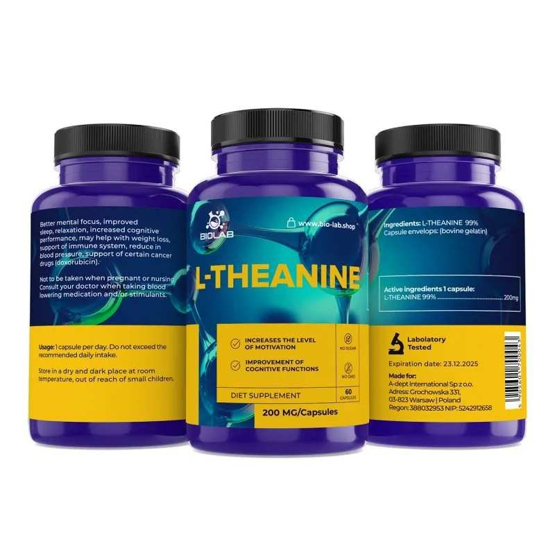 L-theanine 200 mg, 60 caps