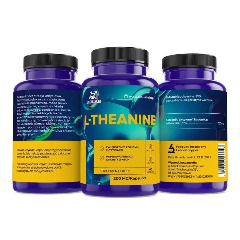 L-theanine 200 mg, 60 caps - Image 2