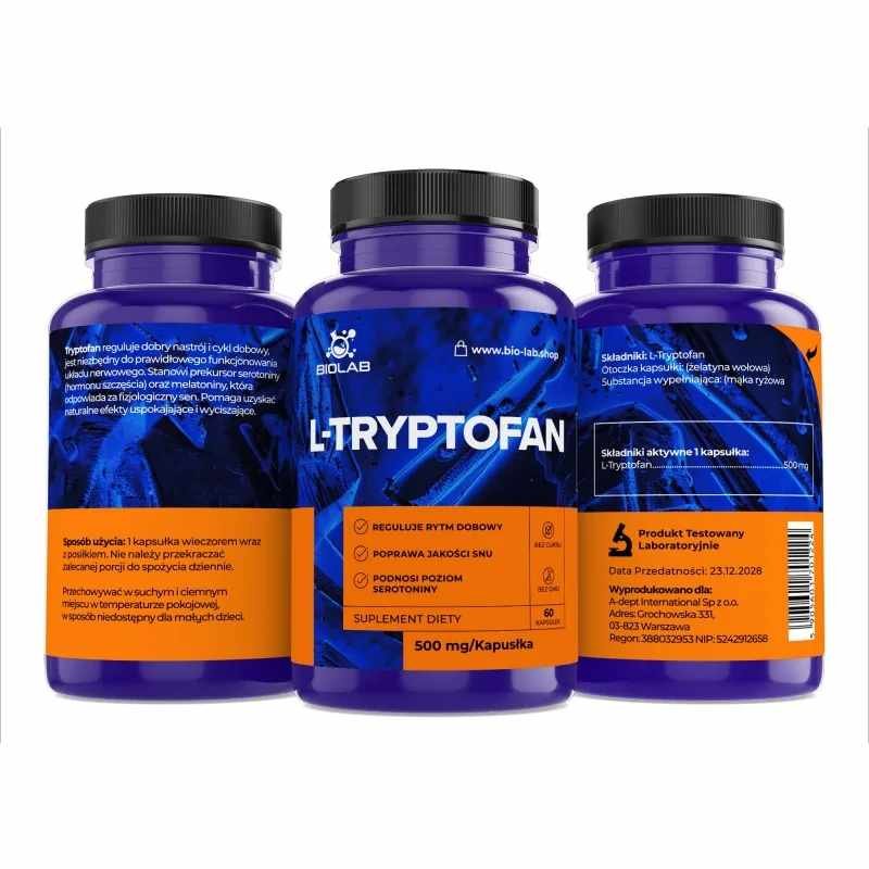 L-tryptophan 500 mg, 60 caps - Image 2