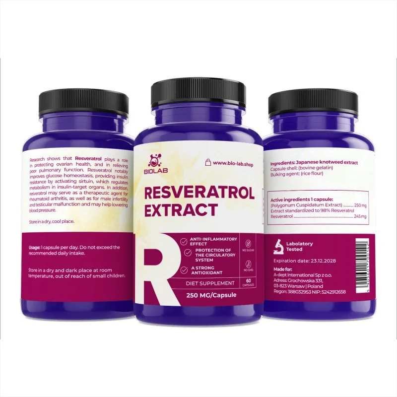 Resveratrol, standardized extract 250 mg, 60 caps