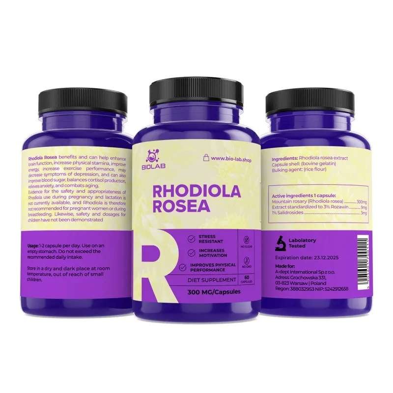 Rhodiola rosea, extract standardized to 3% rosavins and 1% salidrosides 300 mg, 60 caps