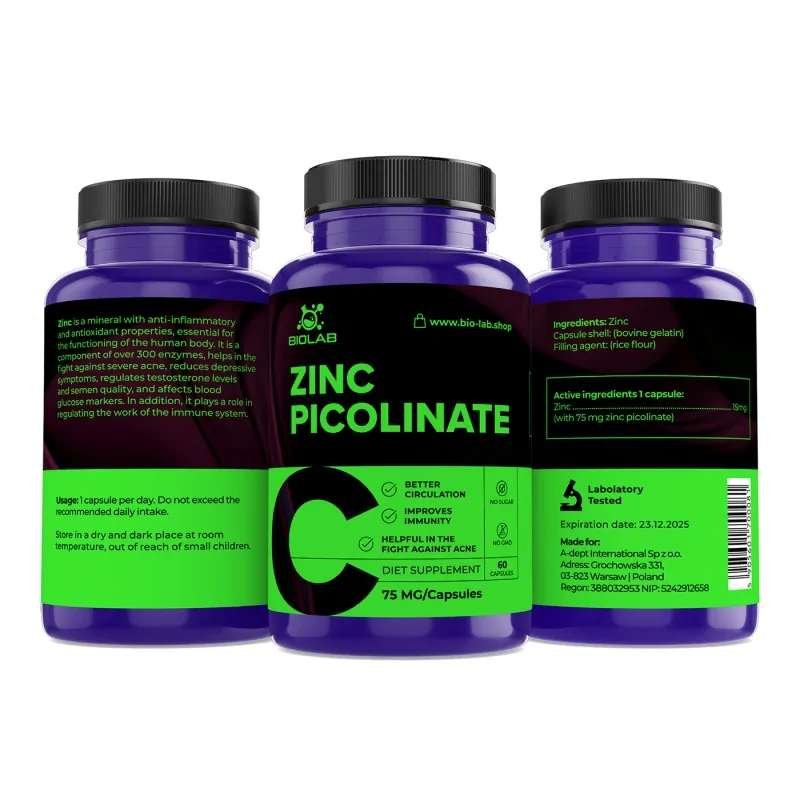 Zinc picolinate 75 mg, 60 caps