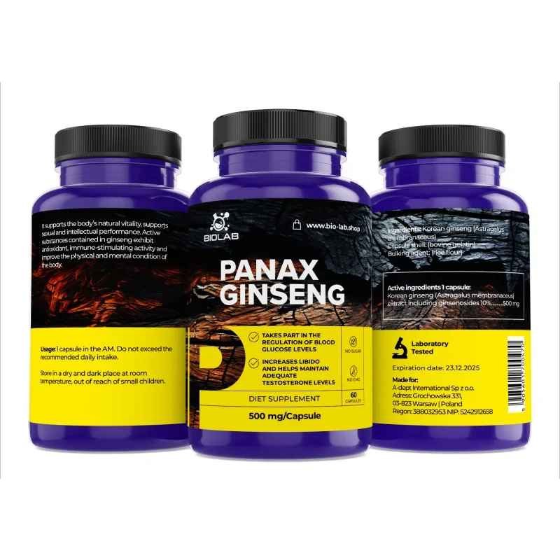 Panax ginseng, extract standardized to 10% ginsenosides 500 mg, 60 caps