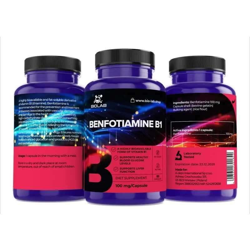 Vitamin B1 benfotiamine 100 mg, 60 caps