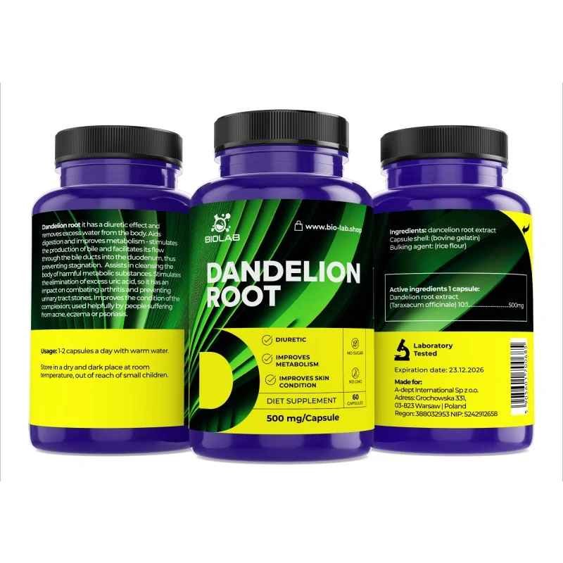 Dandelion root, 10:1 extract 500 mg, 60 caps