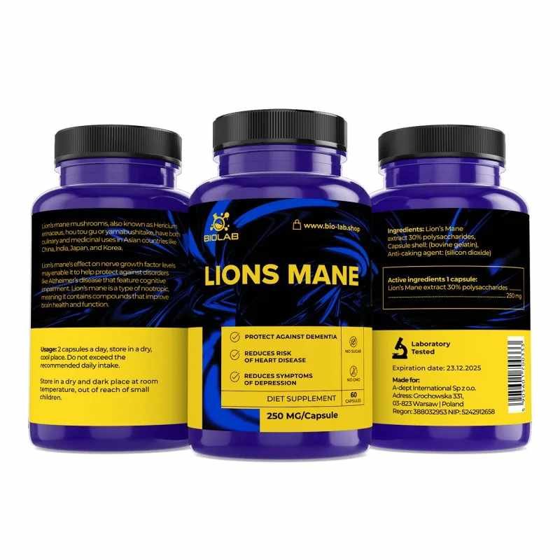 Lion’s mane 30% polysaccharides 250 mg, 60 caps