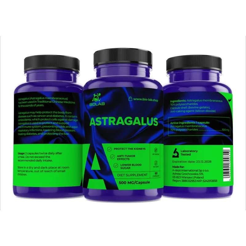 Astragalus, high concentration 70% polysaccharides 500 mg, 60 caps