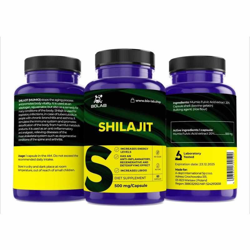 Shilajit (mumio), extract 20% fulvic acids 500 mg, 60 caps