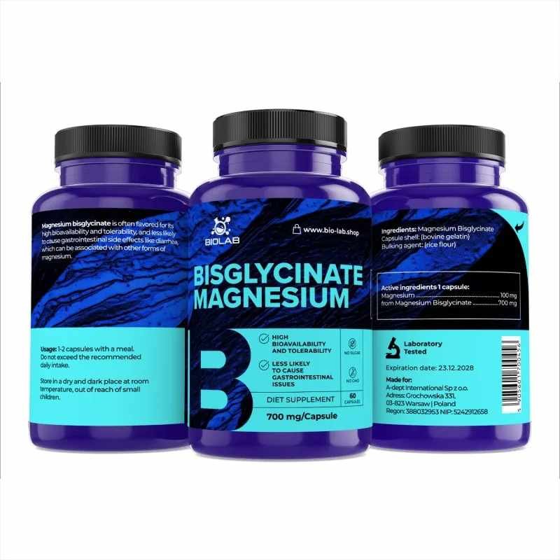 Bisglycinate magnesium 700 mg, 60 caps