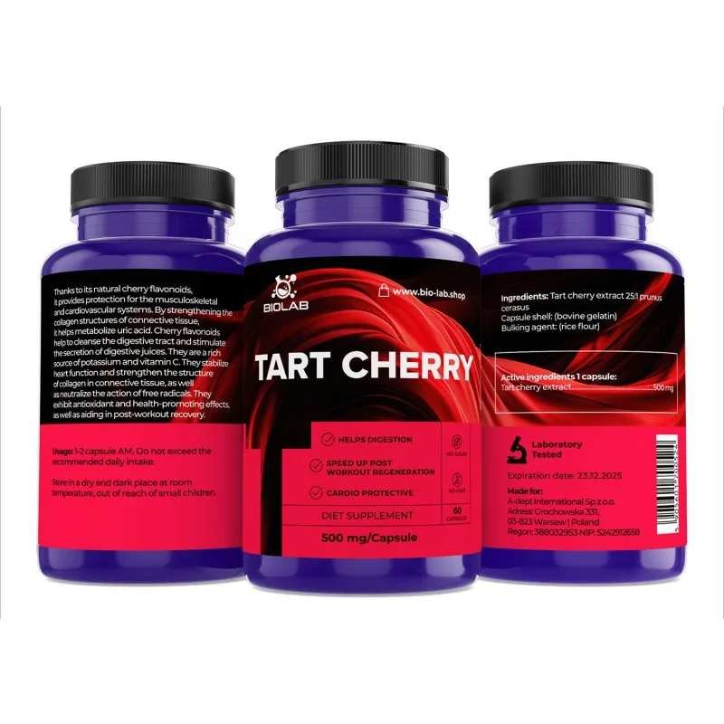 Tart cherry 500 mg, 60 caps